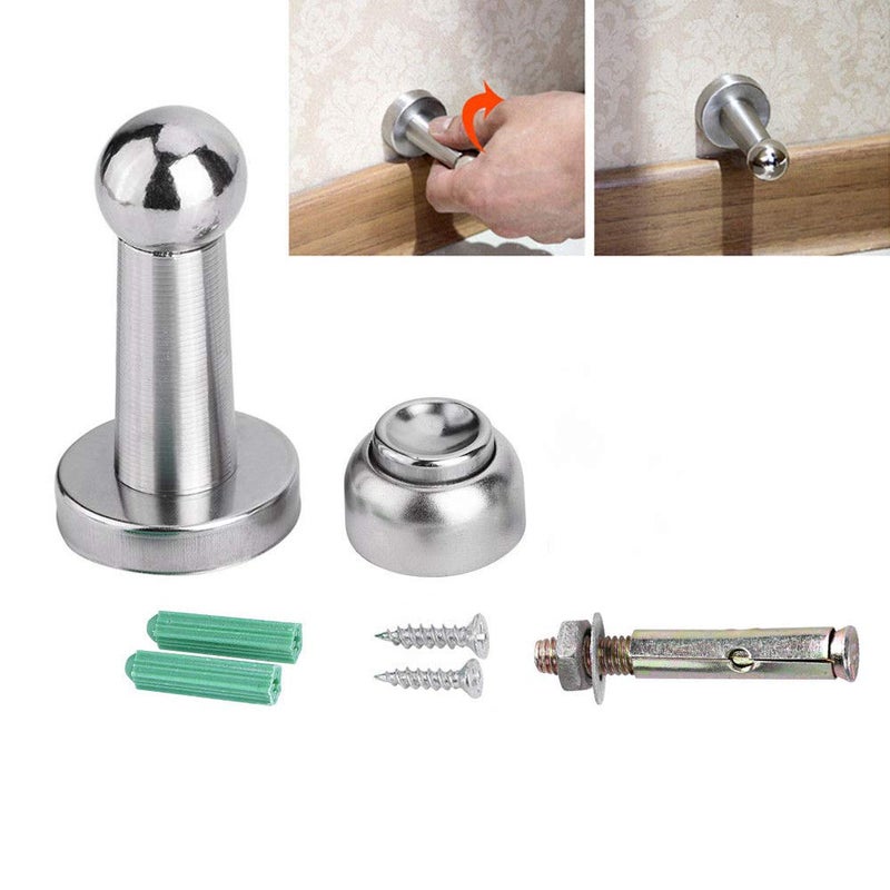 Tiberham Magnetic Door Stop, Heavy Duty Magnetic Door Stopper, Wall/Floor Mounted, Door Holder, Magnetic Door Catch Stopper, Silver, 1-Piece - Image 2